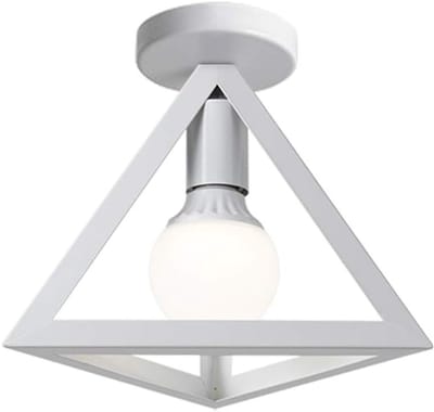 Retro Plafondlamp in Geometrisch Design, Moderne Vintage Lamp met Driehoekige Lampschaduw, E27 Plafondverlichting voor Slaapkamer, Woonkamer, Keuken en Café, 16 cm, Zwart