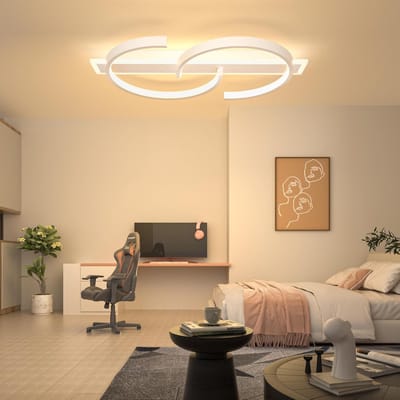 Moderne Dimbare LED Plafondlamp - 30 cm Wit - 25 W - 3000 K - Minimalistische Dubbele Ringen - Ideaal voor Woonkamer, Slaapkamer en Kantoor