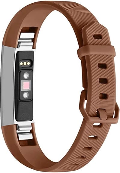 By Qubix - Compatible Fitbit bandje - Geschikt voor Fitbit Alta HR siliconen bandje met gesp - Maat: Large - Coffee Smartwatch bandje