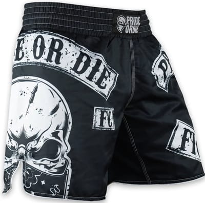 PRIDEorDiE Fightshorts Fight Club Zwart Wit - XL