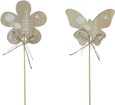 Bloemenplug houten vlinder decoratieve bloemen 9cm 12 st, 12 Stück