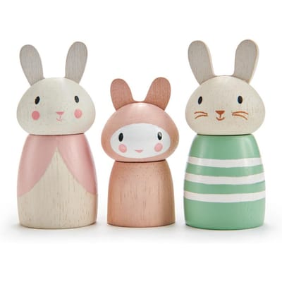 TENDER LEAF Preschool - Popje - Konijnenfamilie - 10X4X7Cm - Hout - 3 Jaar