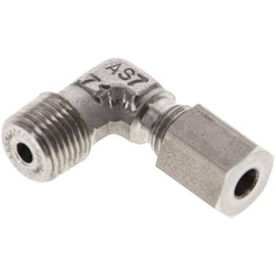 1/8'' NPT Buitendraad x 4LL RVS Elbow 90deg Snijring 100 Bar DIN 2353 - FL2E-MC-ST-018N-04-LL