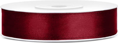 PartyDeco - Satijn lint Bordeaux Rood 12mm/rol 25m