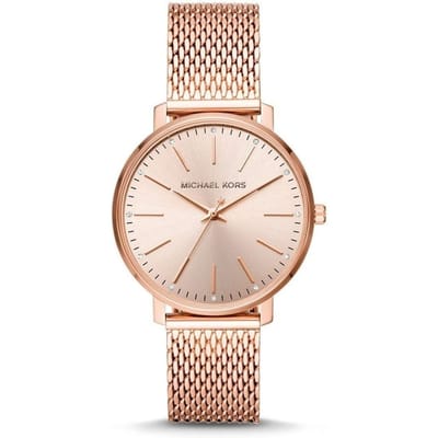 Michael Kors MK4340 Pyper Quartz Crystal Rose Gold Wijzerplaat Dameshorloge 38mm helder roze