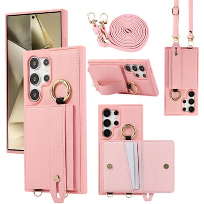 Crossbody Portemonnee met Kaarthouder Telefoonhoesje voor Samsung Galaxy S25 Ultra S24 FE S23 S22 Plus Lanyard Polsband Lederen Hoes Galaxy S25 Ultra