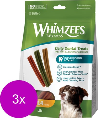 Whimzees Stix - Hondensnacks - 3 x 12+2 stuks M