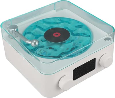 Platenspeler Bluetooth Luidspreker - Draadloze Speaker Nachtlampje - Muziek Luisteren Ontspannen - 3-in-1 Multifunctioneel - 8 Centimeter - Wit