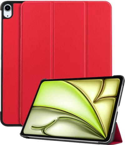 Hoes - Geschikt voor Apple iPad Air (2024/2025/2026) - 11 inch - Dun & Stevig - Trifold Bookcase - Hard Cover - Hardcover Book Case - Tablet Hoesje - Rood