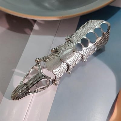 1 stuks Punk Overdreven Klauwring Europese Gepersonaliseerde Metalen Gewricht Buigbare Nagelringen voor Vrouwen Mannen Pantser Knokkel Sieraden Cadeau gray
