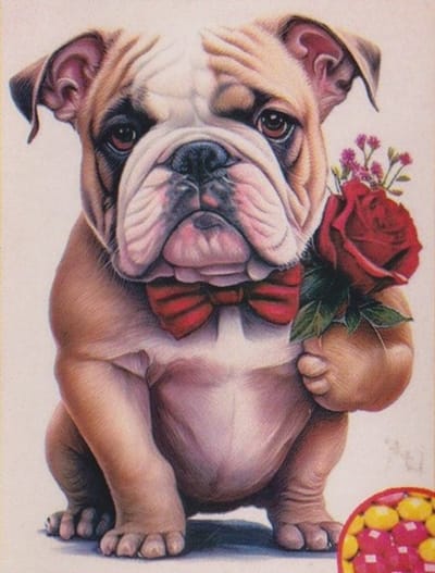 Diamond Painting Set 20x30cm - Bulldog - Full size ronde steentjes - Gratis verzonden - THX141