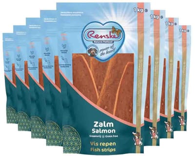 Renske Gezonde Beloning Vleesrepen Hondensnack Zalm - 8 x 1 kg - Voordeelverpakking