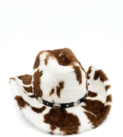 KIMU® Cowboyhoed Koe Bont Bruin - Bruine Nepbont Cowboy Western Hoed Koeienprint - Dames Heren Cowgirl Stier Yellowstone Festival