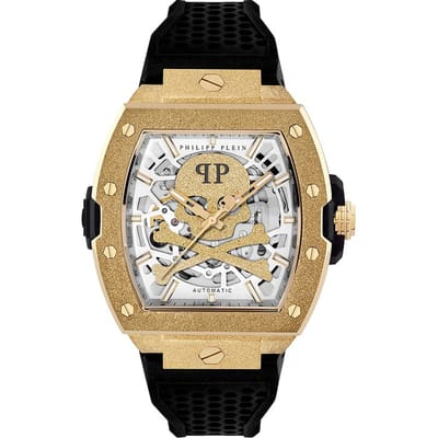 Philipp Plein The $Keleton Frosted PWJFA1025 Horloge - Siliconen - Zwart - Ø 44 mm