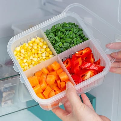 Koelkast Opbergdoos 6 Raster Voedsel Groente Fruit Opbergdoos Koelkast Organizer Afvoermand Vlees Ui Gember Helder Scherper red