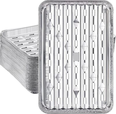 30 stuks aluminium grillbakjes - met gaten - 34 x 22,9 cm