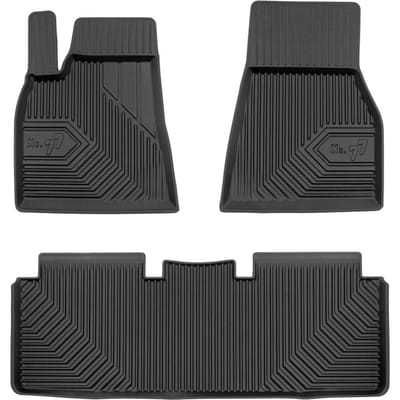 Frogum No.77 Automat / Vloermat - 3D Pasvorm - Geschikt voor Tesla Model S 2012-2021 (Pre-facelift) - TPE Rubber - 3-delig - Hoge Rand 4cm - Zwart