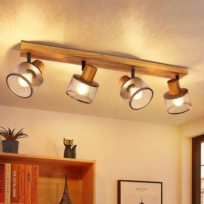 NETTLIFE - Plafondstraler 4 lichts E14 - Vintage Plafondspotlamp - Zwart Metalen Plafondverlichting - Geschikt Voor Keuken Woonkamer Slaapkamer - Zonder Lichtbron