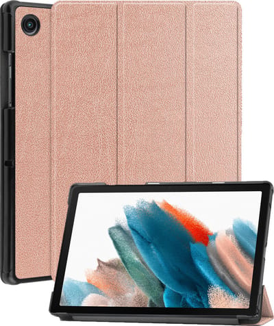 Hoesje Geschikt voor Samsung Galaxy Tab A8 - Dun & Stevig - Trifold Bookcase - Hard Cover - Hardcover Book Case - Tablet Hoes - Rosé goud
