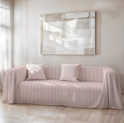 Katoenen Sprei - Bankhoes Meubeldoek - Bank en Bed Beschermen - Ambachtelijk Gemaakt - 260 x 280 cm - Roze