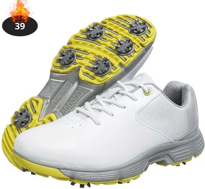 Livano Golfschoenen Heren - Golfkleding - Golfschoenen Antislip - Waterdicht - Golfen - Met Spikes - Grijs/Groen - 39