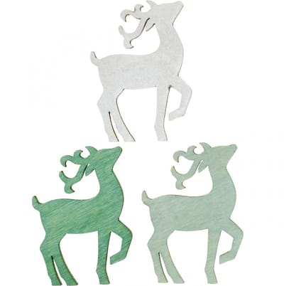 Strooidecoratie kersthout hert groen 4×3cm 72 st, 72 Stück