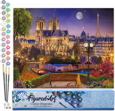 Figured'Art Schilderen op Nummer Volwassenen canvas Onze-Lieve-Vrouw onder de Sterrenhemel - Handwerk acrylverf Kit DIY Compleet - 40x50cm zonder frame