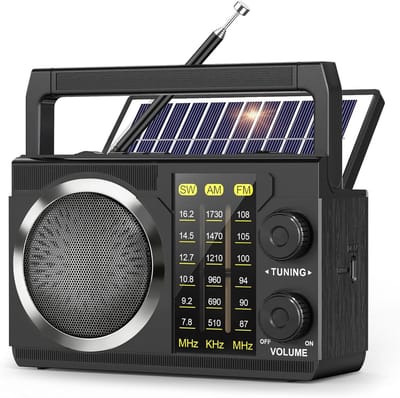 Draagbare Oplaadbare Radio - Zwart - 160 x 86 x 100 mm - Bluetooth 6.0 met Zaklamp - Voor Camping en Thuis