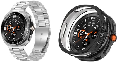 Strap-it Stalen schakel band Zilver + Soft case hoesje TPU Zwart – geschikt voor Samsung Galaxy Watch 8 Classic 46mm – luxe & optimale bescherming