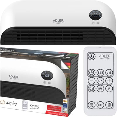 Luchtgordijnverwarmer Elektrische verwarming Luchtventilator met koude ventilatiefunctie Pilot 2-niveaus verwarming Timer Stil werk