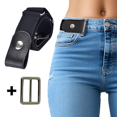 Gesploze Riem - Elastische Riem zonder Gesp - Gespvrije Riem - Elastische Riemen - Stretch Riem - Elastische Tailleriem Dames - Riem Heren en Dames - Zwart