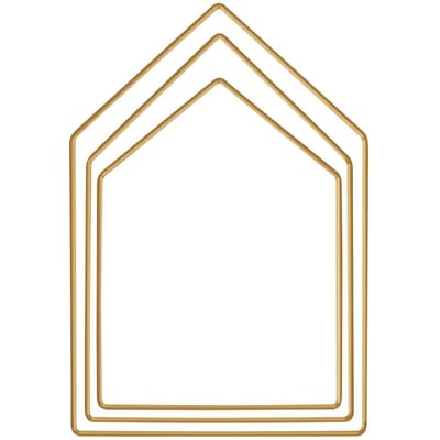 Metalen ring "Huis", set van 3, Goudkleur