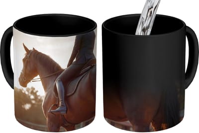 Magische Mok - Foto op Warmte Mokken - Koffiemok - Harmonie - Ruiter - Zon - Magic Mok - Beker - 350 ML - Theemok
