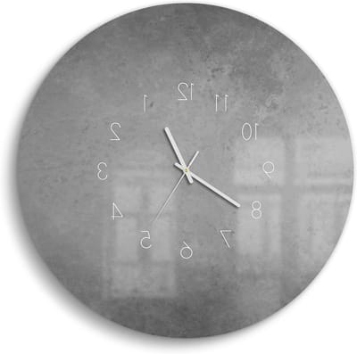 Glazen Wandklok - Design Klok Rond - Woonkamer Decoratie - 3D Diepte Effect - Ø 50 cm - Leeg Schoolbord