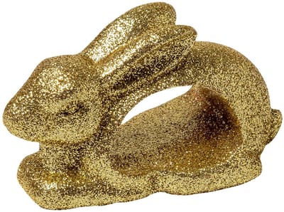 ARTYFETES - 2 servetringen konijn goudglitter 4,5 x 8 cm voor Pasen