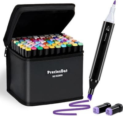 Twinmarkers - 168 stuks - voor volwassenen - Alcohol markers - Stiften - Markeerstiften - PreciesDat - Inclusief Opbergtas