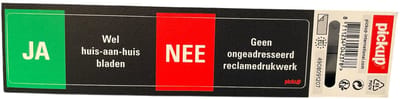 Pick-up sticker – JA huis-aan-huisbladen / NEE geen reclamedrukwerk – 14,5x3,5cm