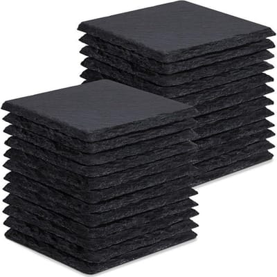GELLDG 24 Stuks Drankonderzetters - Steen Onderzetters - 10x10 cm - Hittebestendig en Krastest - Geschikt voor Thuis, Kantoor, Bar en Keuken - Steenmaterialen - Set van 24 Stuk