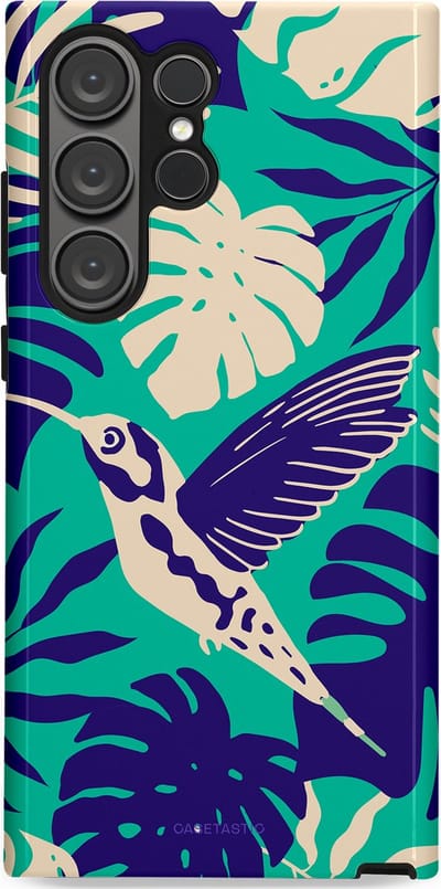 Casetastic Hoesje Geschikt voor Samsung S23 Ultra - Stijlvolle Beschermende Duo-layer Case - Paradijs Kolibrie