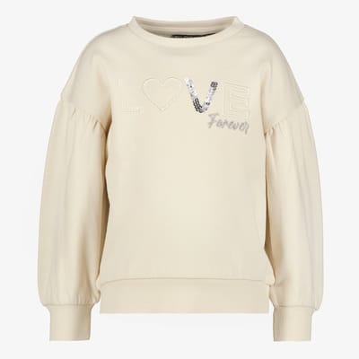 TwoDay meisjes sweater met tekst en pailletjes beige - Maat 92