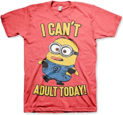 Minions I Can't Adult Today T-shirt rood gemêleerd