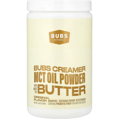 BUBS Naturals, Bubs Creamer, Grasgevoerd Boter, MCT Olie Poeder, Origineel, 300g (10,6 oz) white