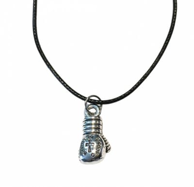 Zwarte koord ketting met bokshandschoen- Boksen- Charme Bijoux