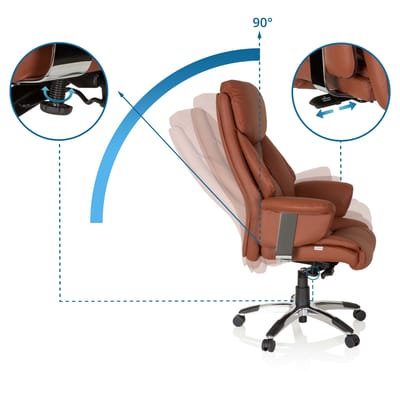 hjh OFFICE Prado Leder - Luxe directiestoel - Bruin - Leder