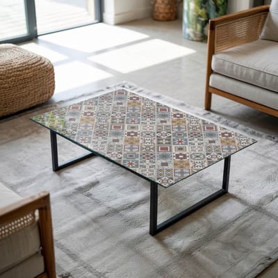 Coloray Tafelblad - Tafelblad Buiten - 100x70 cm - Grijs - Rechthoek Glazen Tafelblad - Buiten Tafelblad - Los Tafelblad - Tafelblad Glas - Glas Voor Tafelblad woonkamerdecoratie