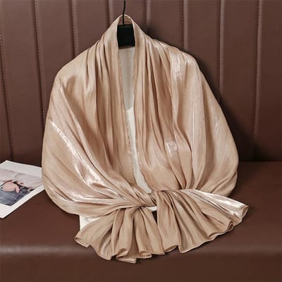 Écharpe Hijab Froissée en Soie Premium Châles pour Femmes Hijabs Musulmans Unis Respirant Turban pour Femmes Islamiques Foulard Plié Ramadan brown