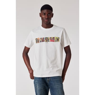 Paul Smith Mens Reg Fit Ss T Shirt Zebras White Maat: S | T-shirts met Print Outlet | Heren | Wit