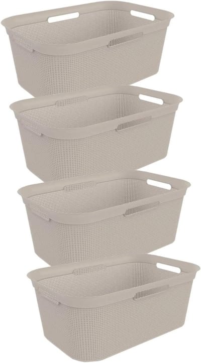 Unyqoos® Stijlvolle en Functionele Wasmand met Luchtcirculatie en Flexibele Handgrepen, Set van 4