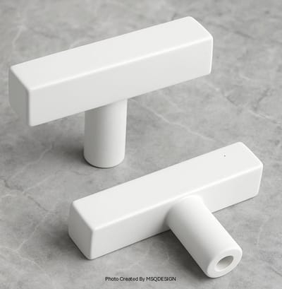 MSQDESIGN - Kastknoppen RVS wit T - Kastknop wit - Deurknopjes wit voor kast - Deurknop - Deurknopjes wit - Handgreep - Meubelknop - Meubelknoppen wit - Deurknopjes wit - Deurknoppen wit - Ladeknoppen voor deurtjes