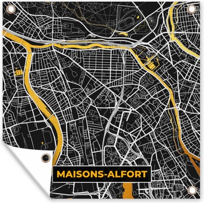Tuin poster Kaart – Stadskaart – Maisons-Alfort - Plattegrond – Frankrijk - 200x200 cm - Tuindoek